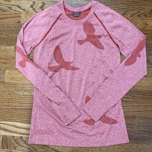 Oiselle Women’s Medium Flyte Long Sleeve Shirt Top Birds Thumb Holes